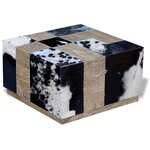 vidaXL Table basse Cuir de vache 60 x 60 x 36 cm