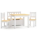 vidaXL Ensemble de table et chaises enfants 4 Pièces Blanc et beige MDF