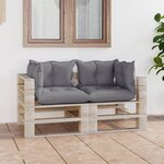 Vidaxl canapé palette à 2 places de jardin avec coussins bois de pin