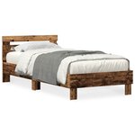 vidaXL Cadre de lit avec LED Bois ancien 90 x 190 cm Bois d'ingénierie