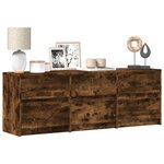 vidaXL Meuble TV avec LED chêne fumé 140x34x50 cm bois d'ingénierie