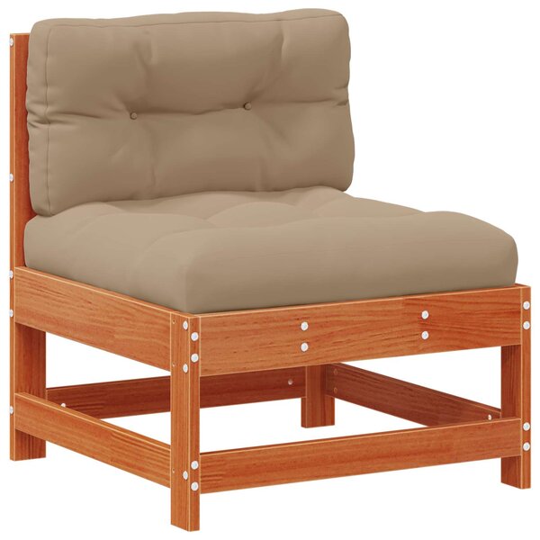 vidaXL Sofa de jardin milieu Bois de pin massif Brun cire