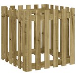 vidaXL Jardinière avec design de clôture 60x60x60 cm pin imprégné
