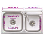 vidaXL Évier de camping Double lavabo avec robinet Acier inoxydable