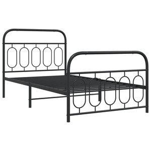 vidaXL Cadre de lit métal avec tête de lit/pied de lit noir 107x203 cm