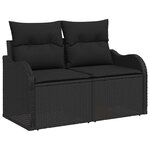 vidaXL Ensemble de canapé de jardin avec coussin 9 Pièces Noir polyrotin