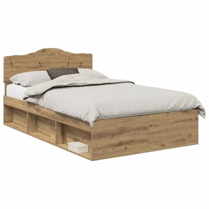 vidaXL Cadre de lit Chêne artisan 120 x 200 cm Bois de pin massif