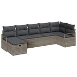 vidaXL Ensemble de canapé de jardin avec coussin 7 Pièces Gris Poly rotin