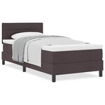 vidaXL Lit boxspring avec matelas Marron foncé 90 x 190 cm tissu