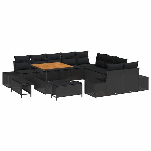 vidaXL Ensemble de canapé de jardin 13 Pièces Noir Poly rotin