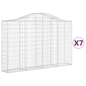 vidaXL Paniers à gabions arqués 7 Pièces 200x30x120/140 cm Fer galvanisé