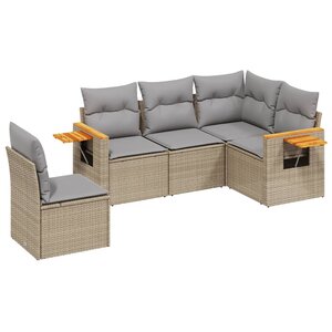 vidaXL Salon de jardin avec coussins 5 Pièces beige résine tressée