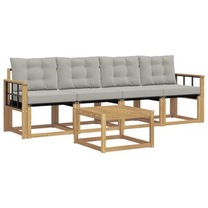 vidaXL Ensemble de canapés d'extérieur 5 Pièces Blanc et gris clair