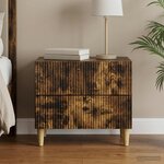 vidaXL Cabinet de chevet avec tiroir Chêne fumé 62 x 34 5 x 48 cm
