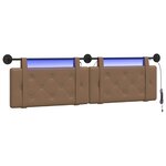 vidaXL Tête de lit suspendue Avec lumière LED Cappuccino Simili cuir