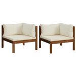 vidaXL Canapés d'angle 2 Pièces avec coussins blanc crème Acacia solide