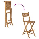 vidaXL Tabourets pliables de bar d'extérieur lot de 2 bois teck solide