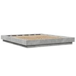 vidaXL Cadre de lit et lumières LED sans matelas gris béton 160x200 cm