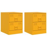 vidaXL Tables de chevet 2 Pièces jaune 34 5x39x44 cm acier