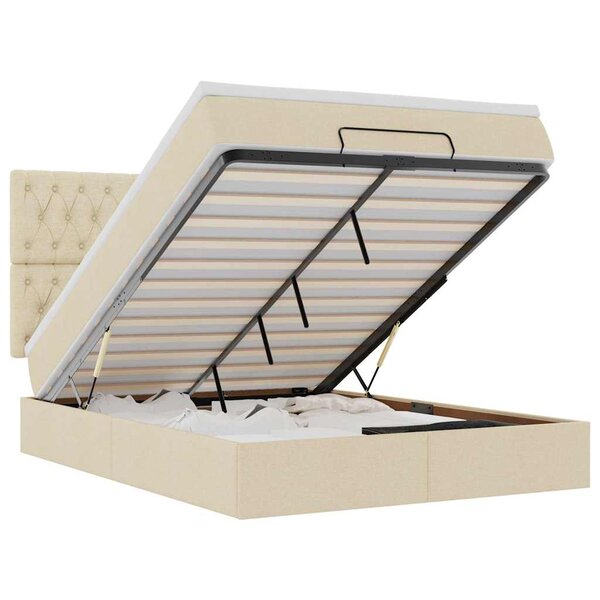 VidaXL Cadre de lit ottoman avec matelas crème 140x190 cm tissu