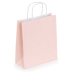 Mini sac kraft rose à poignées torsadées 18 x 22 x 8 cm (lot de 50)