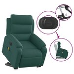 vidaXL Fauteuil inclinable de massage électrique Vert foncé Tissu
