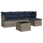 vidaXL Salon de jardin 6 Pièces avec coussins gris résine tressée