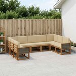 vidaXL Ensemble de canapés d'extérieur 9 Pièces Naturel et Beige