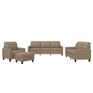 vidaXL Ensemble de canapés 4 Pièces avec coussins Cappuccino Similicuir