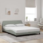 vidaXL Cadre de lit Dover gris clair 160x200 cm velours