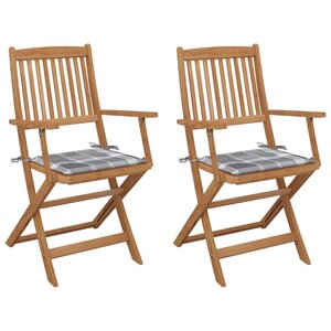 vidaXL Chaises pliables de jardin lot de 2 avec coussins Bois d'acacia