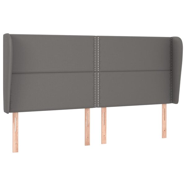 vidaXL Tête de lit avec oreilles Gris 203x23x118/128 cm Similicuir
