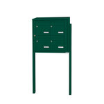 Bloc collectif Leabox 2x2 grade 3 simple face extérieur fixation sur pieds à sceller vert mousse ral 6005 finition brillante