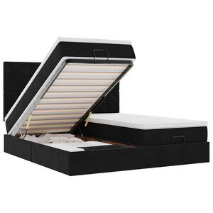 VidaXL Cadre de lit ottoman avec matelas noir 180x200cm velours