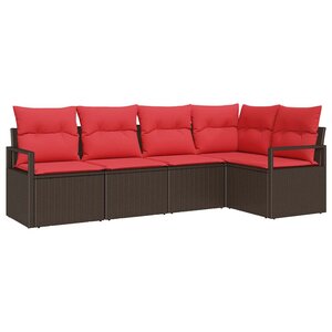 vidaXL Ensemble de Canapés 5 Pièces Marron polyrotin