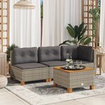 vidaXL Canapé de jardin avec coussins 3 places gris résine tressée
