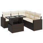 vidaXL Salon de jardin avec coussins 6 Pièces marron résine tressée