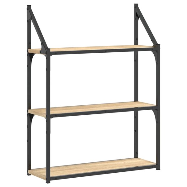vidaXL Étagère murale 3 niveaux chêne sonoma 60x21x78 5 cm