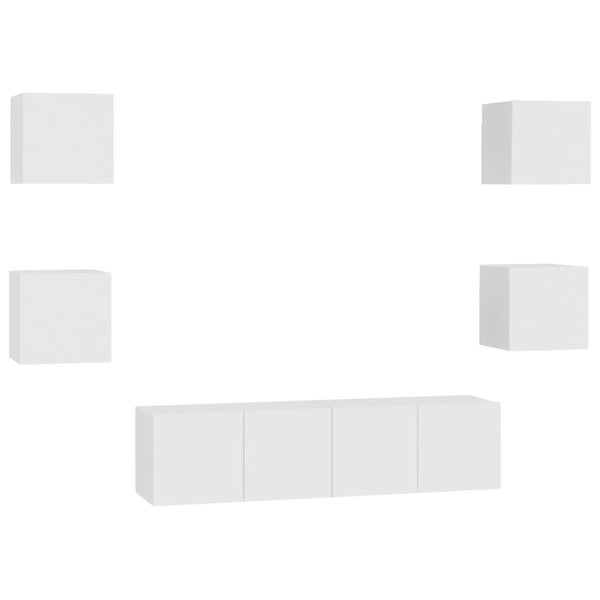 vidaXL Ensemble de meubles TV 6 Pièces Blanc Bois d'ingénierie