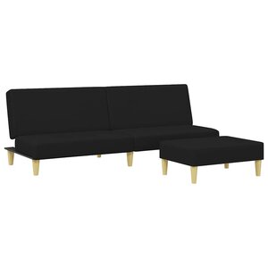 vidaXL Canapé-lit à 2 places avec repose-pied noir tissu
