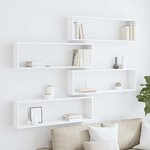 vidaXL Étagères cube murales 4 Pièces Blanc 100x15x30cm bois d'ingénierie
