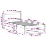 vidaXL Cadre de lit Naturel Bois de pin massif 90 x 190 cm Convertible