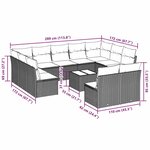 vidaXL Salon de jardin avec coussins 12 Pièces gris clair résine tressée