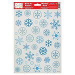 Décoration de fenêtre électrostatique Noël - Flocons paillettes bleues