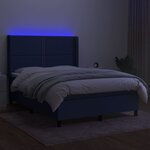 vidaXL Sommier à lattes de lit matelas LED Bleu 140x190 cm Tissu