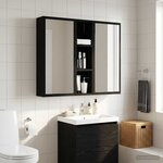 vidaXL Armoire murale de salle de bain Chêne Noir 20 x 14 x 70 cm