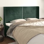 vidaXL Tête de lit avec oreilles Vert foncé 163x16x118/128 cm Velours