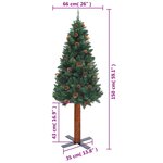 vidaXL Sapin de Noël mince avec bois véritable et cônes vert 150cm PVC