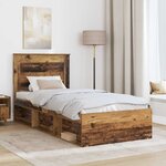 vidaXL Cadre de lit avec tiroir Bois ancien 75 x 190 cm Pin massif