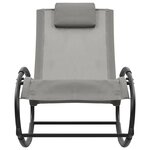vidaXL Chaise longue avec oreiller acier et textilène gris